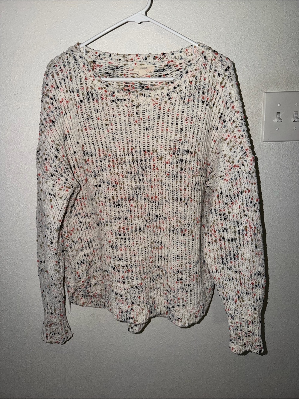 Cupio Multicolor Speckled Open Knit Pullover Sweater Boho